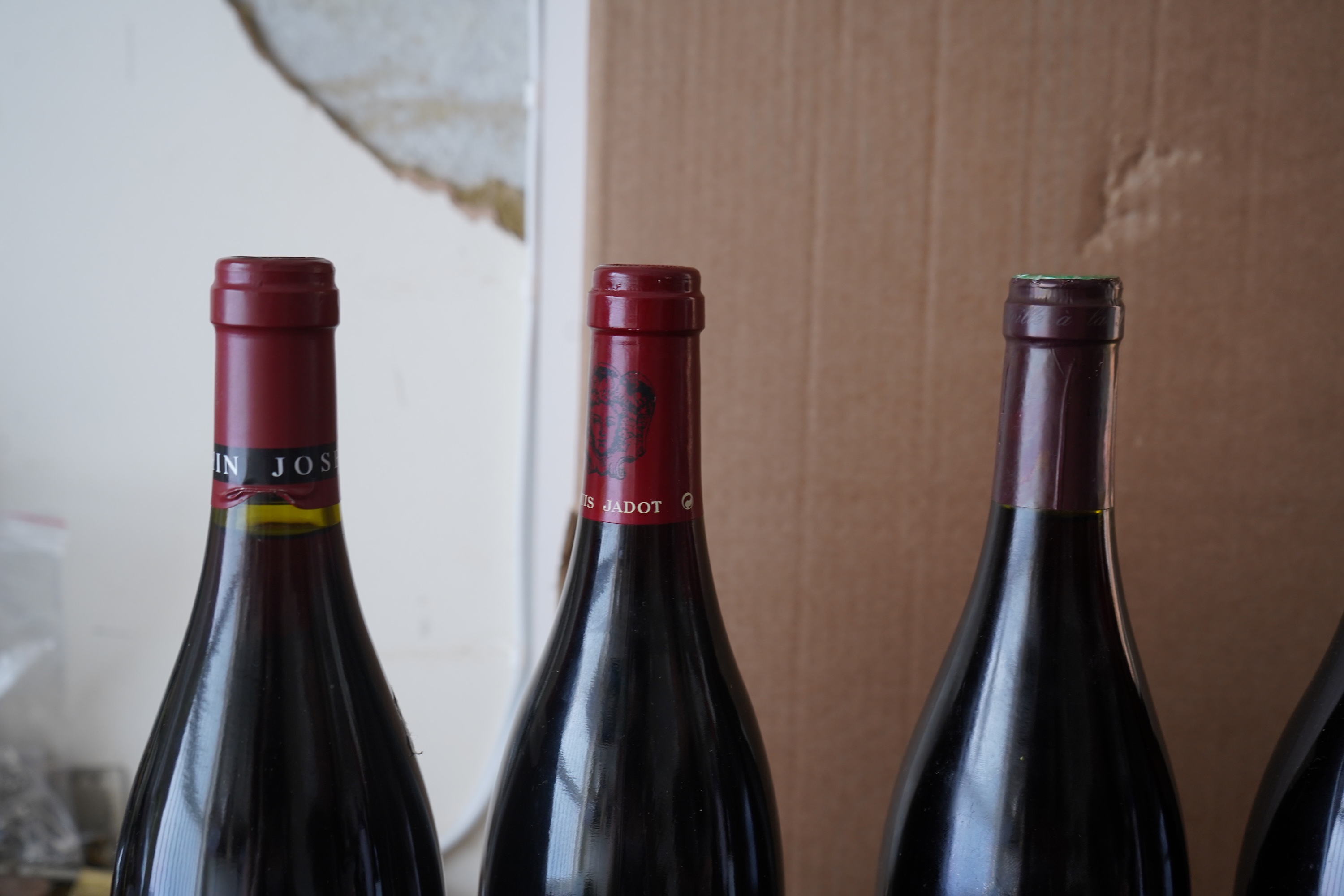 Five bottles of 2002 Le Mont Battois Bourgogne Hautes Cote De Beaune and five others